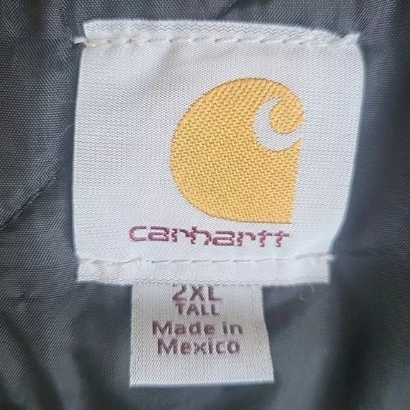 Vtg Carhartt Chore Jacket Men 2XL Tall Black Michigan Barn Work Quilt Lined Flag - Picture 15 of 15